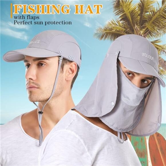 Foldable Fishing Hat Sun Cap for Men Women,UPF50+ Sun Protection Baseball Golf - Picture 2 of 7